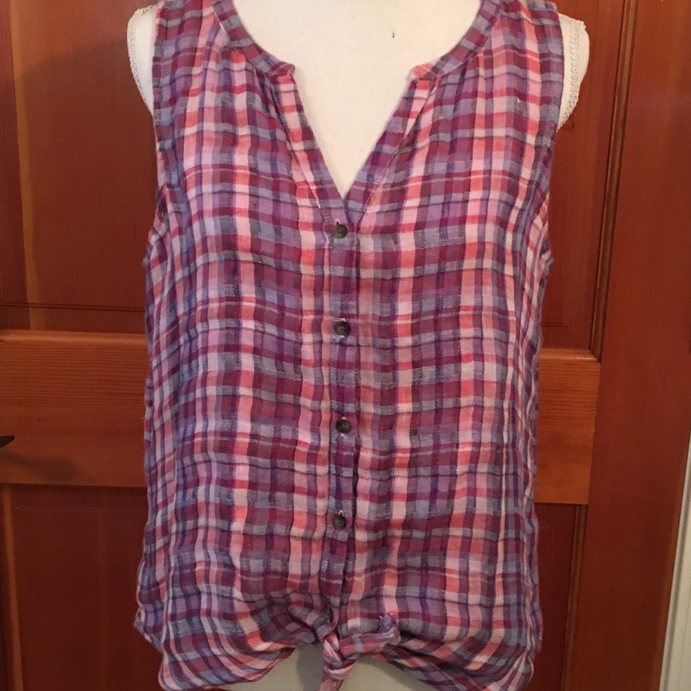 Lucky Brand Plaid Sleeveless Top